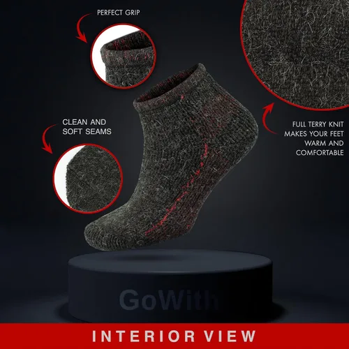 Vista 4 de GoWith Alpaca Wool Low-Cut Hiking Socks for Men & Women, Cushioned Terry Warm Socks, Thermal Thick Merino Blend Camping Socks