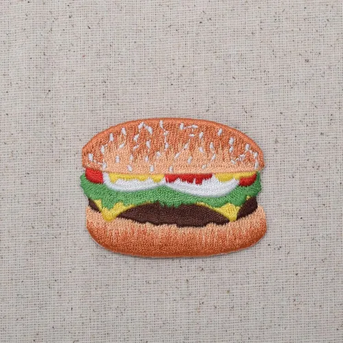 Vista 4 de Hamburguesa - Hamburguesa con queso - Comida - Parche bordado para planchar