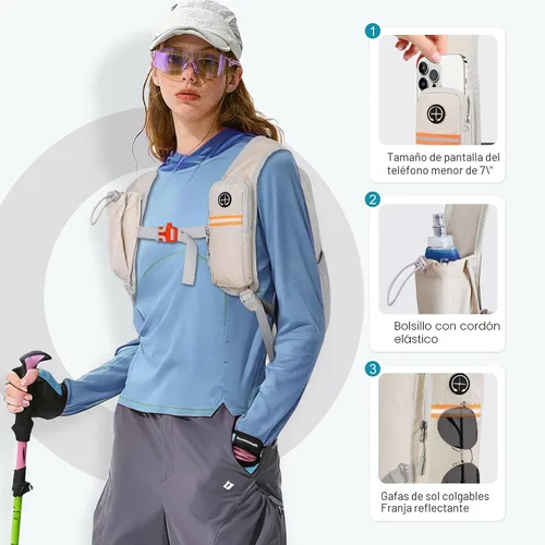Vista 2 de FIORETTO Mochila de 15L para senderismo para mujeres y hombres, mochila mini plegable, mochila ligera pequeña para acampar, viajar, actividades al