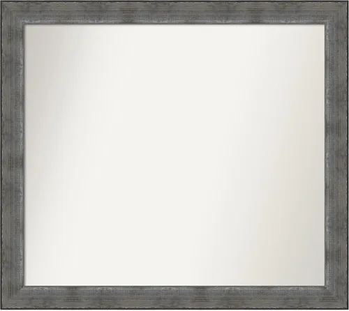 Vista 177 de Amanti Art Espejo de baño plateado para sobre el fregadero, 24 x 24 pulgadas, espejo cuadrado de peltre forjado a medida, marco de madera casual