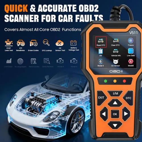 Vista 4 de Herramienta de diagnóstico del escáner V511 OBD2, lector de código de coche con luz de verificación del motor, preparación I/M, DTC, probador