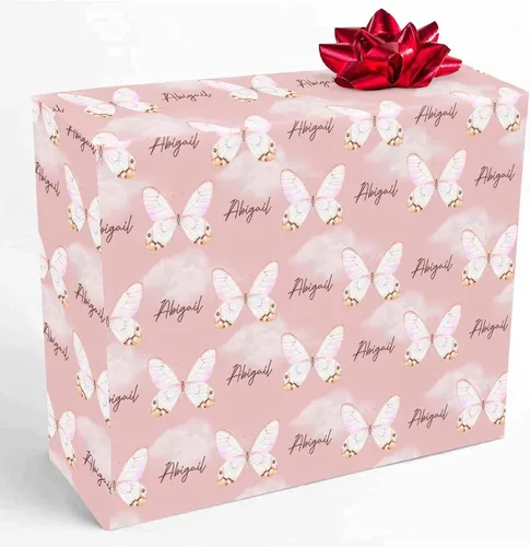 Vista 19 de COLORSFORU Papel de regalo personalizado de feliz cumpleaños con foto de nombre: fabricado en EE. UU., rollo de papel de regalo personalizado, papel