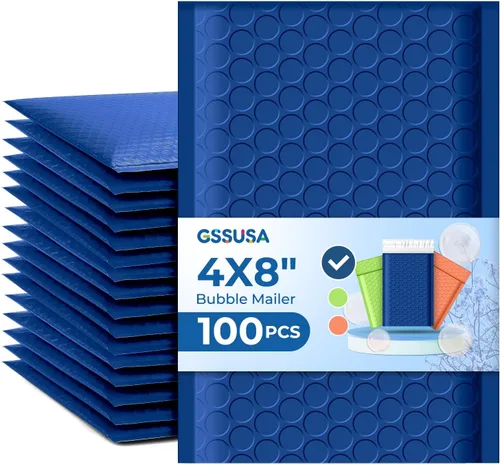 Vista 46 de GSSUSA Paquete de 100 sobres de burbujas negras de 4 x 8 y 6 x 10 pulgadas Negro
