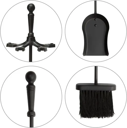Vista 6 de UniFlame Juego de herramientas negras para chimenea de 5 piezas con asas de bola (T51030BK)