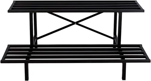 Vista 9 de Zhongma - Soporte de planta de metal resistente de 2 niveles con ruedas