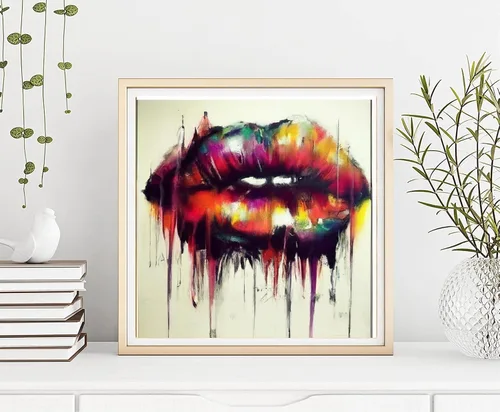 Vista 2 de Pintura de diamante 5D para manualidades, labios sexis por números, pintura de boca con diamantes para adultos, lienzo de taladro completo
