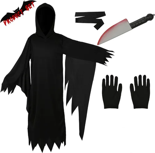 Vista 6 de Vermeyen Disfraz de grito aterrador para niños, máscara facial de fantasma, disfraz de Halloween o cosplay