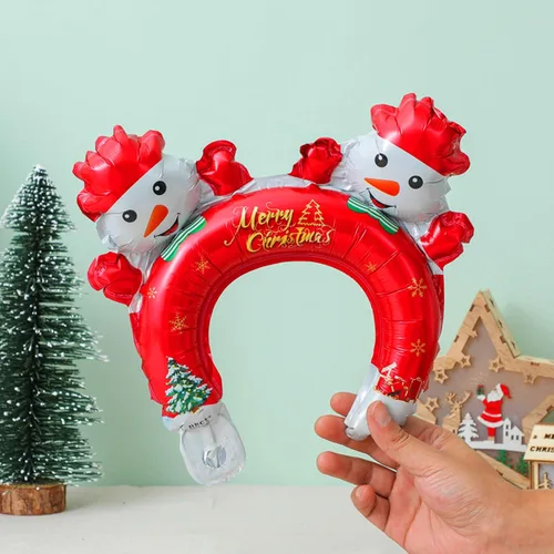 Vista 3 de Diadema de globo de Navidad, globo de papel de aluminio, diadema inflable de Navidad, globos inflables para decoración de fiestas temáticas