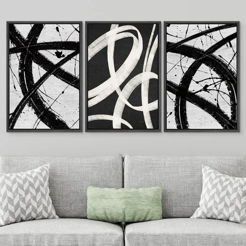 Vista 593 de SIGNWIN Lienzo enmarcado para pared, juego de arte neutro de bosque brumoso, ilustraciones en tono tierra, arte moderno, decorativo, bohemio