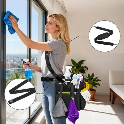 Vista 2 de Ytonet Bolsa Organizadora de Limpieza Portátil, Organizador Grande de Suministros de Limpieza con 4 Divisores Plegables, Organizador Caddy con Asa