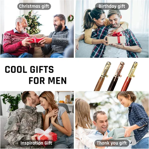 Vista 6 de Bolígrafo Bolt Action con brújula y clip para rifle y recargas adicionales y decoración de oficina, regalo para papá/colega/novio/esposo