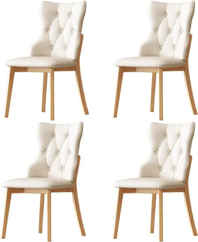 Vista 18 de Upholstered Dining Chairs with Backrest,Kitchen Chairs Leather,Living Room Chair with Wood Legs for Home, Restaurant, Hotel, Conference Room Grey