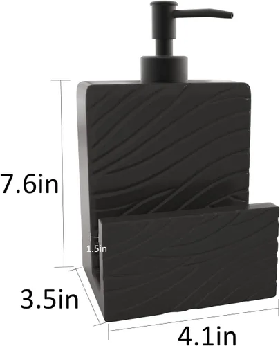 Vista 4 de Dispensador de jabón de cerámica con soporte de esponja para fregadero de cocina, contenedor de jabón líquido 2 en 1 con embudo para encimera, baño