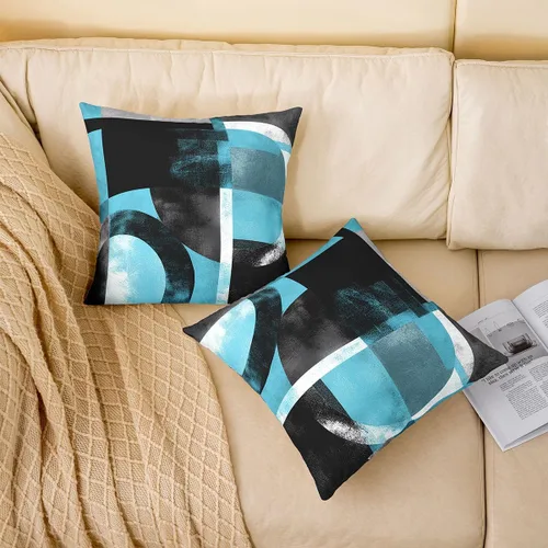 Vista 2 de Funda de almohada de 16 x 16 pulgadas, 1 funda de almohada decorativa geométrica abstracta para sofá y habitación, funda de cojín decorativa