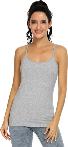 Vista 2 de Orrpally Women Cotton Camisole Shelf Bra Cami Tank Tops Adjustable Spaghetti Strap Tank Top 3-Pack