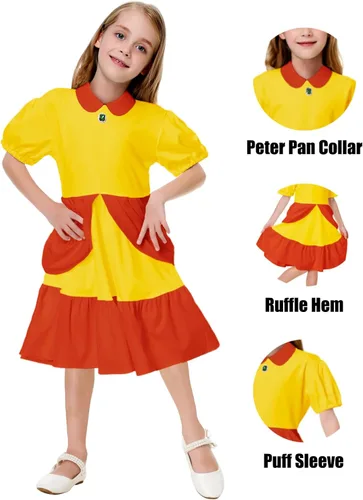 Vista 3 de Remimi Girls Princess Peach Costume Super Brother Halloween Daisy Cosplay Dress 5-14 Years