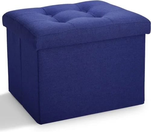 Vista 21 de LINMAGCO Otomana Otomana de almacenamiento con almacenamiento pequeño reposapiés taburete debajo del escritorio, reposapiés plegable corto de tela
