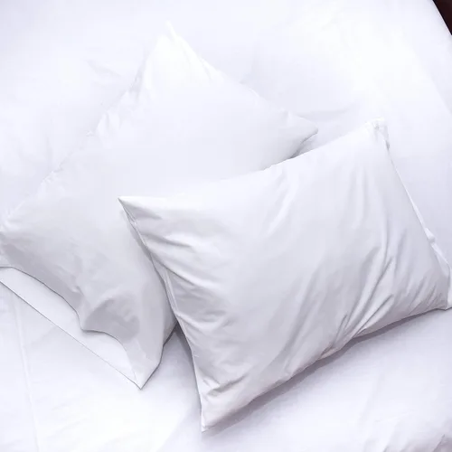 Vista 2 de Pacific Linens Fundas de almohada de mezcla de algodón blanco, calidad de hotel de 20 x 30 pulgadas, paquete de 2 fundas de almohada