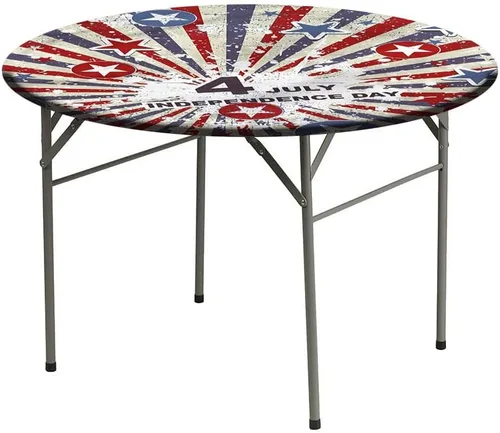 Vista 3 de Mantel redondo, mantel del 4 de julio para mesa auxiliar, pintura de estrellas y rayas, se adapta a mesas redondas de 32 pulgadas de diámetro