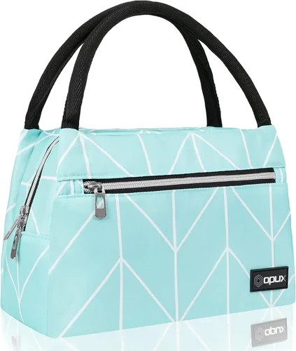 Vista 11 de opux Bolsa de almuerzo para mujer, lonchera aislada tipo tote para niñas, para el trabajo y la escuela de adultos, pequeña bolsa enfriadora