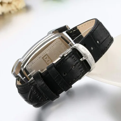 Vista 6 de JewelryWe - Reloj de pulsera de cuarzo con calendario cuadrado para hombre
