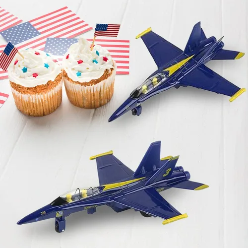 Vista 7 de ArtCreativity Avión de juguete de 6 pulgadas F-18 Blue Angels con mecanismo de retroceso (juego de 2), juguetes de avión de metal fundido a presión