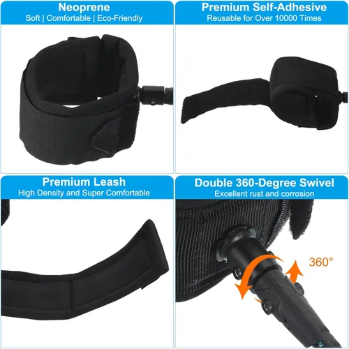Vista 4 de PATIKIL Correas para tabla de surf, correas en espiral con enchufe para muñeca para tabla de remo