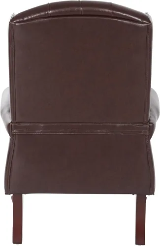 Vista 6 de Sillón clásico de oficina con brazos sólidos, respaldo alto, Metal Madera, Marrón