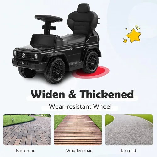 Vista 7 de Costzon Coche de empuje para niños pequeños, 3 en 1 Mercedes Benz Cochecito deslizante para caminar con toldo, asa, barandilla de apoyabrazos
