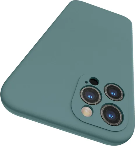 Vista 9 de SURPHY Funda diseñada para iPhone 12 Pro Max con protección para cámara, funda de silicona líquida con forro de microfibra, color negro