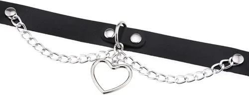 Vista 5 de eYLun Gargantilla de cuero para mujer, gargantilla punk, gargantilla gótica con corazón