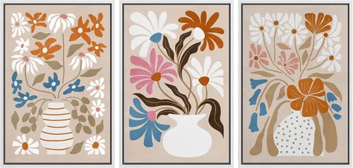 Vista 82 de MUDECOR Lienzo enmarcado para pared, juego de arte de ramo de flores de vida muerta de Marie Frosch, naturaleza, desierto, ilustración, arte