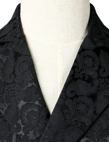 Vista 3 de ZEROYAA Chaleco de brocado jacquard de doble botonadura gótico steampunk para hombre, chaleco sin mangas