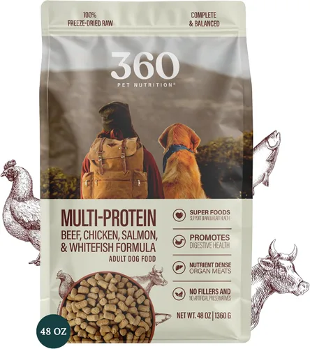 Vista 10 de 360 Pet Nutrition Alimento crudo liofilizado para perros – Receta de carne de res con hígado y órganos, alta proteína con omega-3, frutas, verduras