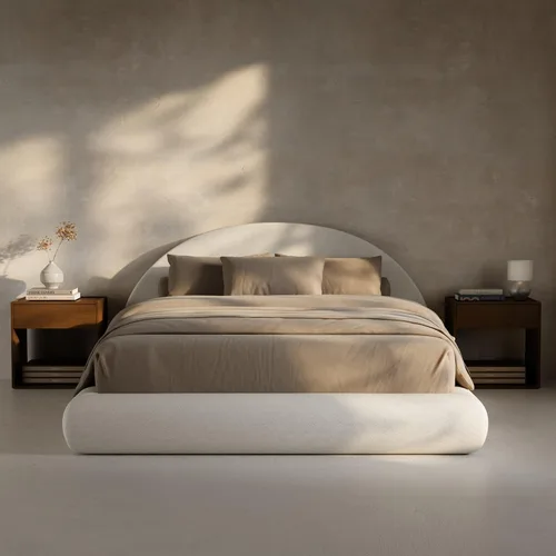 Vista 10 de RECCI AirFrame - Base de cama tapizada de media luna con plataforma doble, base curvada de terciopelo con cabecero, espuma acolchada totalmente