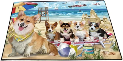 Vista 12 de Doggie of the Day Corgi Dogs Floor Mat - 4th of July Independence Day - Best Dog Doormat - Protector Decor - Unique Portrait Art - Premium Quality