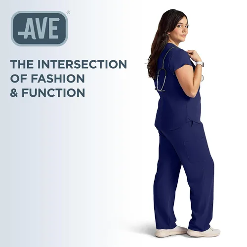 Vista 6 de ave. Monroe - Camiseta médica para mujer, de gran tamaño, cuello en V, tela elástica en 4 direcciones, cómoda, de fácil cuidado, resistente a