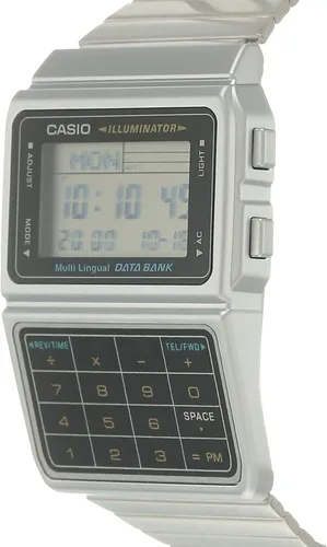 Vista 2 de Casio reloj de plata tono 25 con banco de datos con calculadora de memoria para hombre