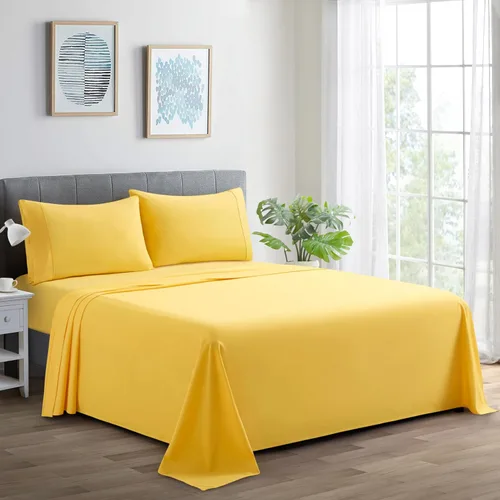 Vista 13 de Marina Decoration Juego de sábanas de 600 hilos de algodón percal de fibra larga ultra suave para todas las estaciones, 4 piezas con 2 fundas
