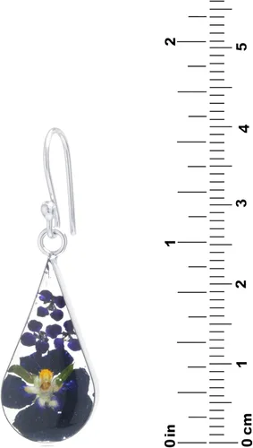 Vista 21 de Amazon Essentials Pendientes de plata de ley con forma de lágrima de flor prensada (anteriormente Amazon Collection)