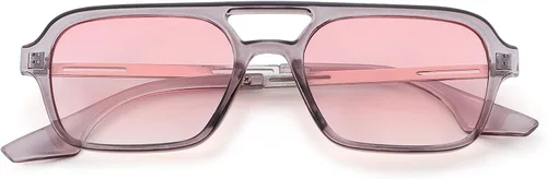 Vista 6 de Pro Acme Lentes de sol estilo aviador planos vintage de los años 70 para mujeres y hombres, lentes rectangulares de marco pequeño, protección UV400