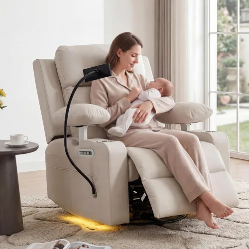 Vista 10 de FiveWillowise Mecedora eléctrica para guardería con reposabrazos ajustables Gris