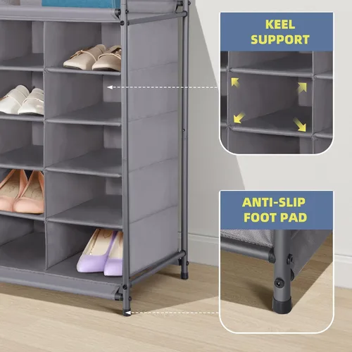 Vista 5 de STORAGE MANIAC Organizador apilable para zapatos, zapatero independiente para entrada, dormitorio, apartamento, armario, 20 cubos, gris