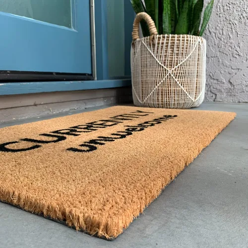 Vista 5 de NICKEL DESIGNS Currently Unwelcome Outdoor Doormat, 18 x 30 Inch, Heavy Duty Natural Coir Fibers, UV and Weather Resistant, Modern Porch Decor