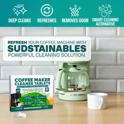 Vista 8 de Sudstainables - Tabletas limpiadoras para cafetera, descalcificadora, 24
