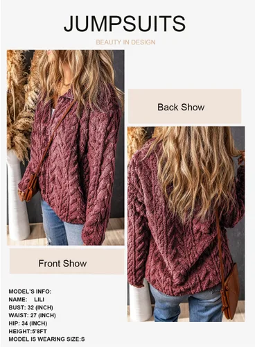 Vista 3 de Dokotoo Chaquetas ligeras de otoño para niñas, con cremallera, de manga larga, bolsillos laterales, abrigos de talla grande, holgados, color rojo