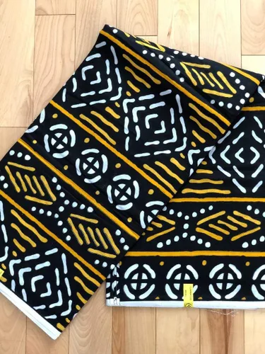 Vista 4 de Tela de impresión Bogolan, Tela africana de The Yard, Tela de impresión de barro, Vestido de impresión africana, Tela africana para mujeres, Tela