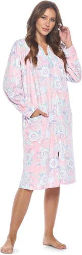 Vista 4 de Casual Nights Bata con cremallera para mujer, vestido de terciopelo con bolsillos