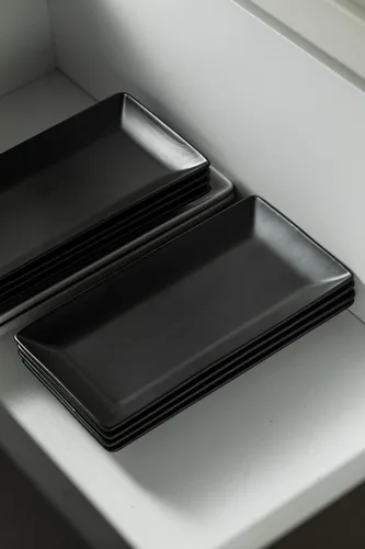 Vista 9 de YHOSSEUN Juego de 4 bandejas de cerámica para servir, bandejas rectangulares para servir y bandejas para comida, sushi, bandejas de servir de 9.8