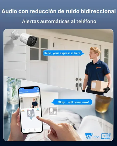 Vista 2 de OOSSXX (Actualización 2026) Sistema de cámara de seguridad para el hogar con cable 4K POE, gran angular de 130°, detección humana AI, sensor PIR
